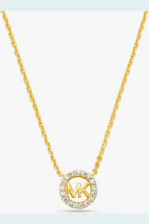 Michael Kors MKColar com pingente e logótipo com incrustações em prata de lei banhada a metal precioso Fulton -
