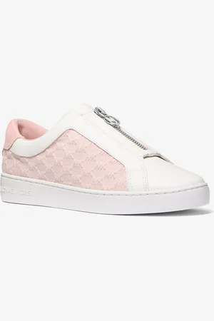 Michael Kors MKTénis com fecho de correr em pele e ganga com motivo do logótipo em relevo Keaton -
