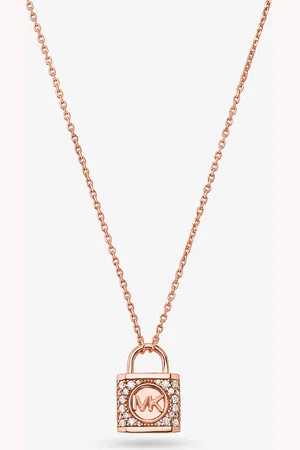 Michael Kors MKColar com medalhão com incrustações em prata de lei banhada a metal precioso -