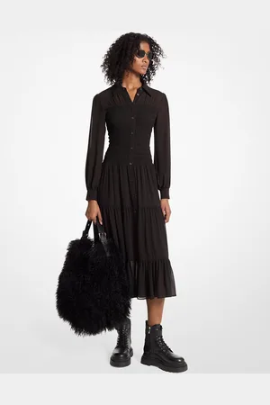 Michael Kors MKVestido camiseiro em georgette franzido -