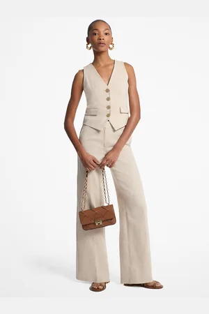 Michael Kors MKCalças de perna larga em sarja de linho e algodão -
