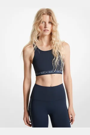 Michael Kors MKSutiã desportivo com fita com logótipo Empire de mistura de nylon reciclado -