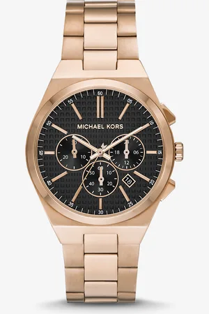 Michael Kors MKRelógio dourado bege Lennox de tamanho grande -
