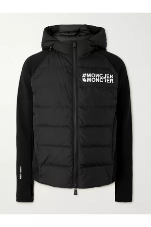 Moncler Grenoble Homem Casaco ski - Logo-Print Quilted Shell and Jersey Hooded Down Ski Jacket