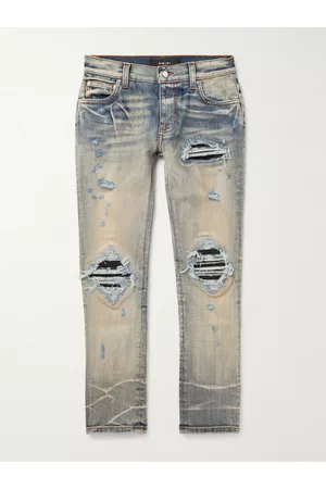 AMIRI KIDS Homem Calças em Pele - MX1 Leather-Panelled Distressed Jeans