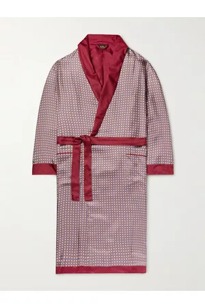 Sulka Homem Roupões de Banho - Floral-Print Satin-Trimmed Silk-Twill Robe