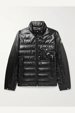 MONCLER Ribbed wool and quilted glossed-shell down jacket