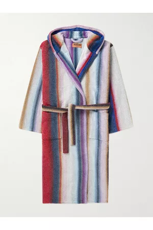Missoni Home Homem Roupões de Banho - Striped Metallic Cotton-Blend Terry Hooded Robe