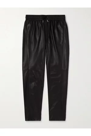 SAINT LAURENT Homem Calças em Pele - Tapered Leather Sweatpants