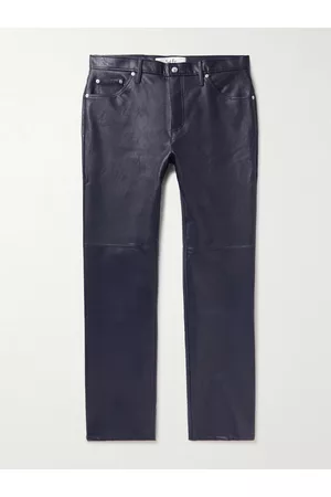 Séfr Homem Calças em Pele - Sako Straight-Leg Faux Leather Trousers