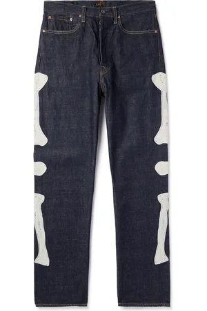 KAPITAL Okagilly Slim-Fit Crochet-Trimmed Jeans