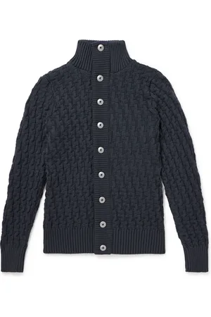 S.N.S. HERNING Stark Slim-Fit Basketweave Virgin Wool Cardigan