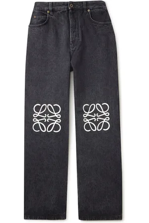 Loewe Anagram Wide-Leg Logo-Embroidered Jeans