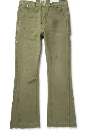 GALLERY DEPT. Flared Distressed Cotton-Canvas Cargo Trousers