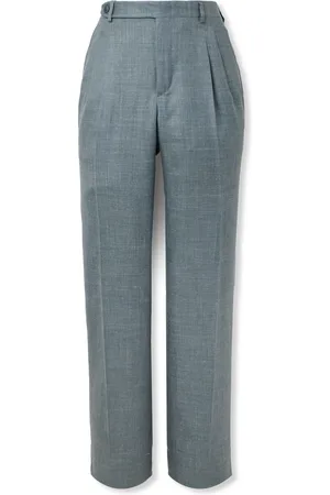BRIONI Straight-Leg Pleated Silk, Cashmere and Linen-Blend Suit Trousers