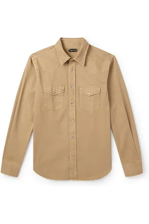 Tom Ford Slim-Fit Garment-Dyed Cotton-Twill Western Shirt