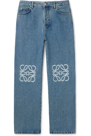 Loewe Anagram Wide-Leg Logo-Embroidered Jeans
