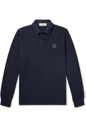 Stone Island Logo-Appliquéd Garment-Dyed Cotton-Piqué Polo Shirt