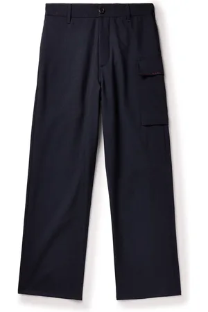 Marni Straight-Leg Logo-Embroidered Virgin Wool Trousers