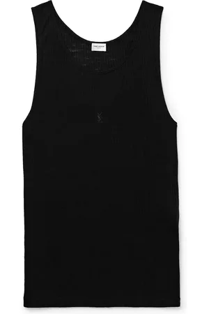 Saint Laurent Cassandre Ribbed Logo-Embroidered Wool Tank Top