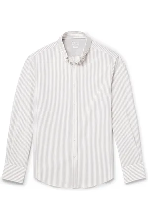 Brunello Cucinelli Button-Down Collar Striped Cotton Shirt