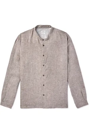 Brunello Cucinelli Grandad-Collar Linen Shirt