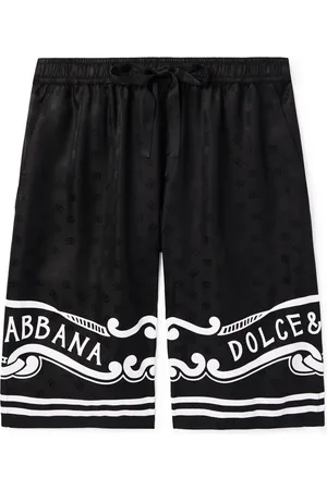 Dolce & Gabbana Logo-Print Silk-Twill Jacquard Drawstring Bermuda Shorts