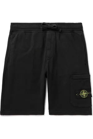Stone Island Straight-Leg Logo-Appliquéd Garment-Dyed Cotton-Jersey Drawstring Shorts