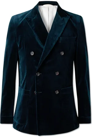 OLIVER SPENCER Double-Breasted Cotton-Velvet Blazer