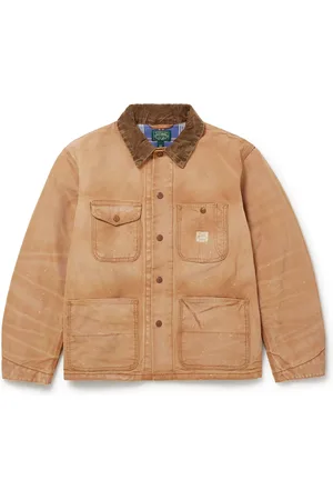 Ralph Lauren Polo Country Corduroy-Trimmed Distressed Recycled-Canvas Chore Jacket