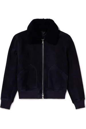 Mr P. Shearling-Trimmed Suede Bomber Jacket