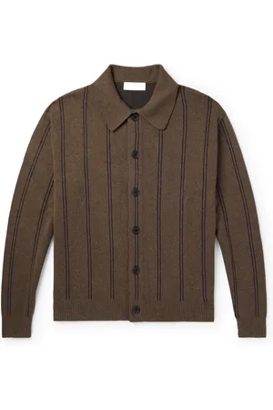 mfpen Striped Jacquard-Knit Cotton Cardigan