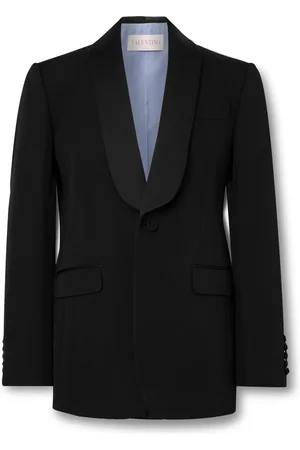 VALENTINO GARAVANI Shawl-Collar Satin-Trimmed Grain de Poudre Wool Tuxedo Jacket
