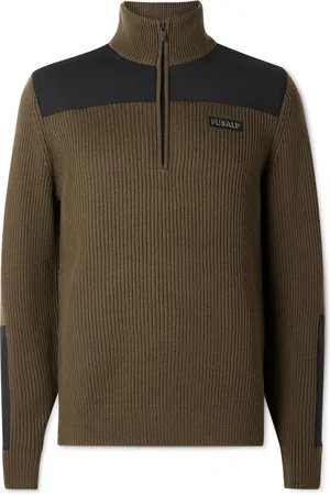 Fusalp Theodore Jersey-Trimmed Ribbed Wool Half-Zip Sweater