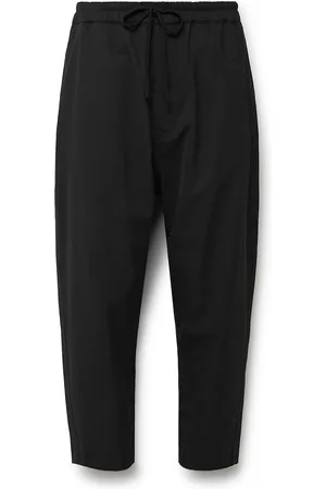 NILI LOTAN Walker Tapered Cropped Virgin Wool Drawstring Trousers
