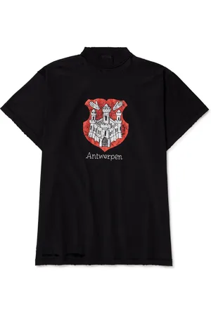 Balenciaga Antwerpen Inside Out Oversized Distressed Printed Cotton-Jersey T-Shirt