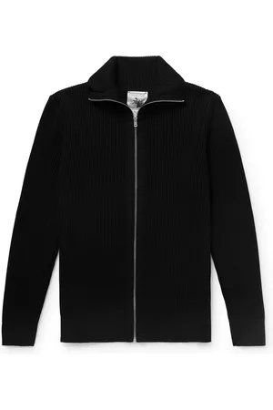 S.N.S. HERNING Fender Slim-Fit Ribbed Virgin Wool Zip-Up Cardigan