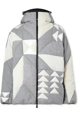 Moncler Panelled Cotton-Blend Corduroy and Ripstop-Trimmed Wool Hooded Down Jacket