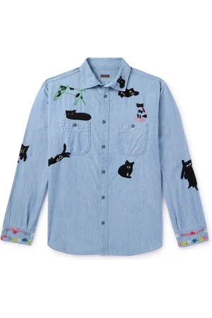 KAPITAL Embroidered Cotton-Chambray Shirt