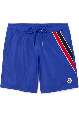Moncler Straight-Leg Mid-Length Logo-Appliquéd Striped Recycled Swim Shorts