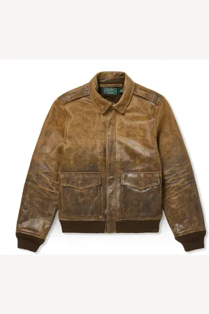 Ralph Lauren Polo Country Cracked-Leather Blouson Jacket