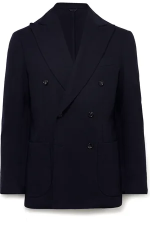 DE PETRILLO Unstructured Double-Breasted Wool-Blend Suit Jacket