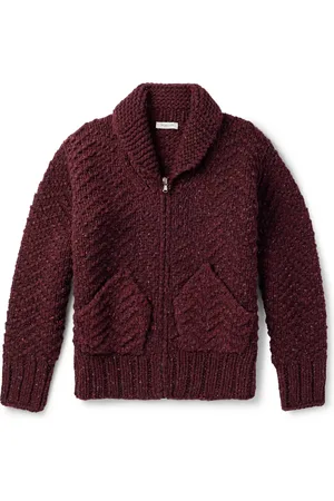 MILES LEON Shawl-Collar Merino Wool Zip-Up Cardigan