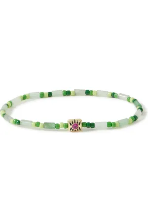 LUIS MORAIS Glass, Gold and Sapphire Beaded Bracelet
