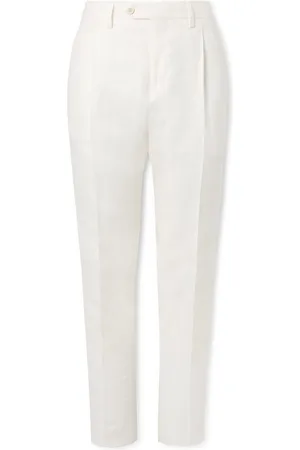 LARDINI Soho Tapered Pleated Linen-Twill Trousers
