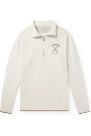 Brunello Cucinelli Logo-Embroidered Fleece Half-Zip Sweatshirt