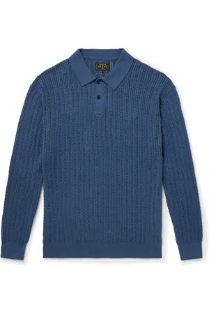 Beams Cable-Knit Cotton, Cashmere and Wool-Blend Polo Shirt