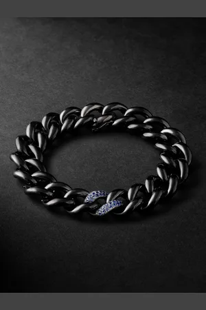 Shay 18-Karat Blackened Gold, Ceramic, Sapphire and Diamond Bracelet