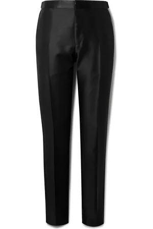 Tom Ford Straight-Leg Satin-Trimmed Wool, Mohair and Silk-Blend Tuxedo Trousers