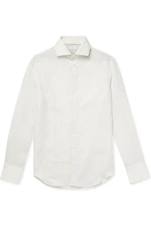 Brunello Cucinelli Slim-Fit Printed Linen Shirt